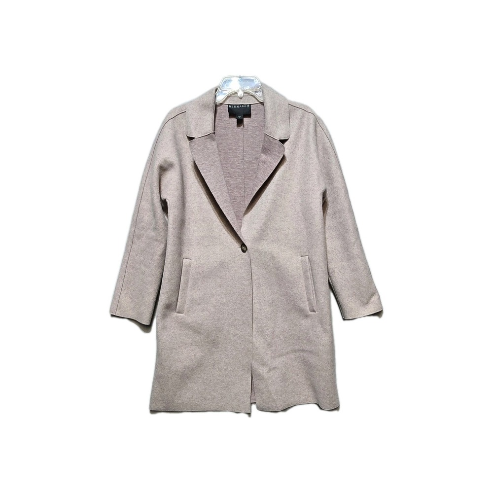 Bernardo M Long Sweater Coat Blush Pink‎ Felt Peacoat Single Button